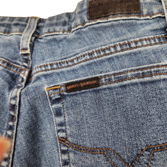 Harley Davidson HD Denim Blue Jeans Biker Moto Riding Bar Shield Womens Size 8 - Picture 7 of 11